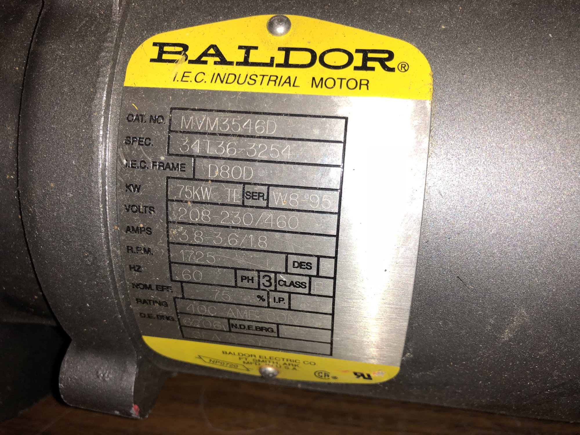 BALDOR MVM3546D Electrical Equipment, Motors | New England Industrial Machinery