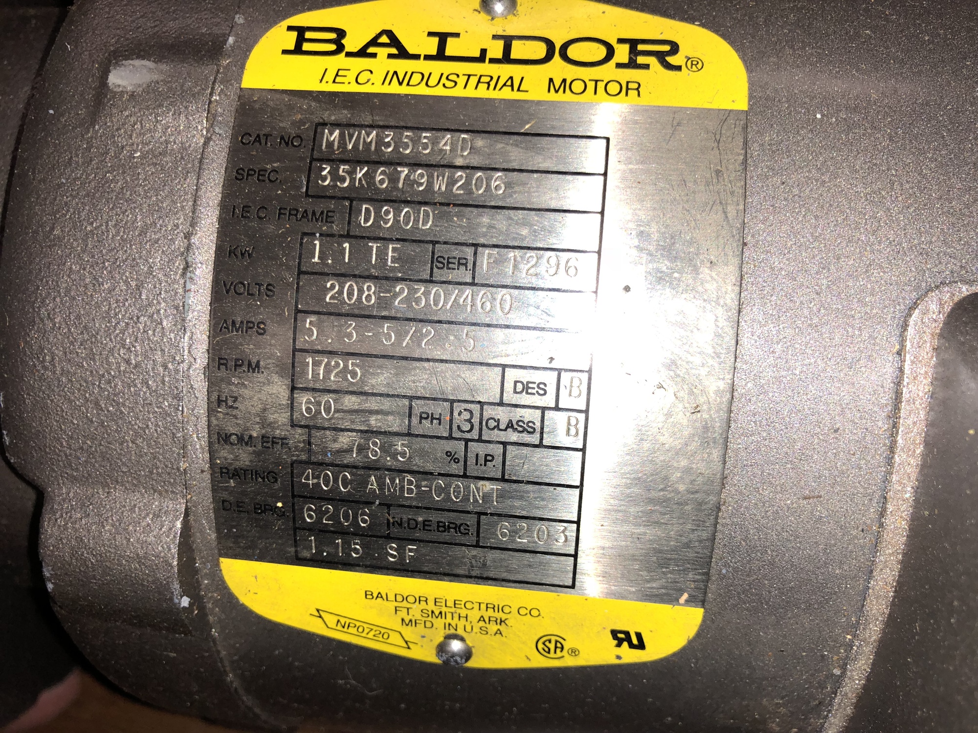 BALDOR MVM3554D Electrical Equipment, Motors | New England Industrial Machinery