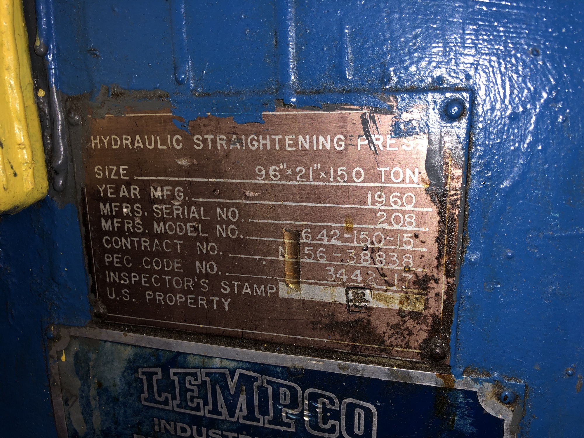 1960 LEMCO 642-150-15 Straightening Presses | New England Industrial Machinery