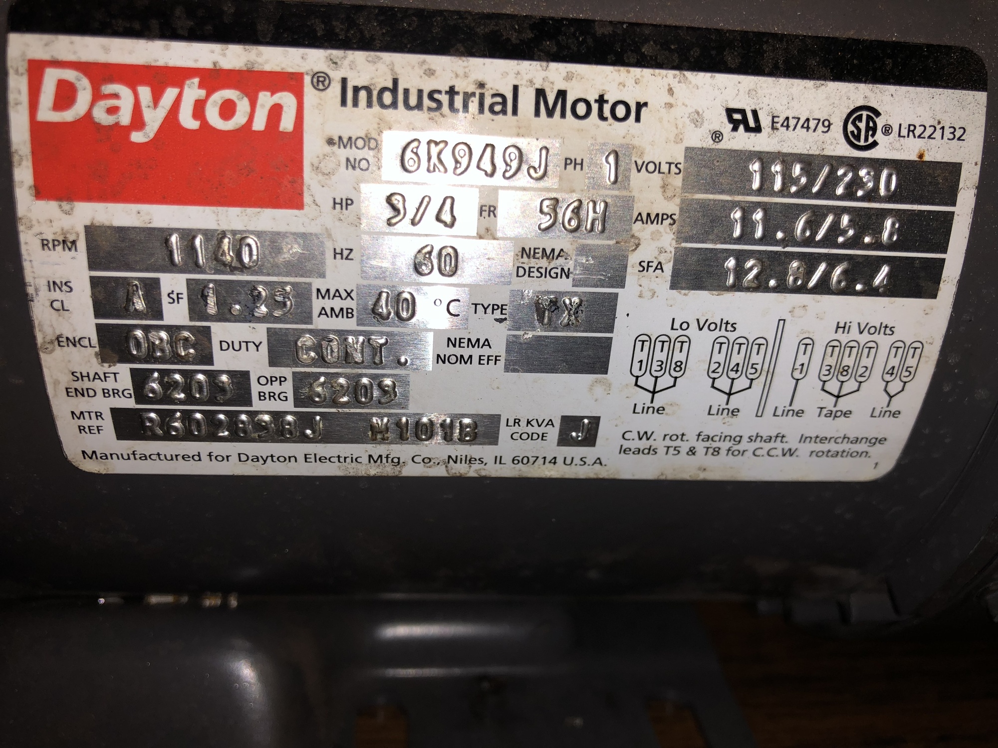 DAYTON 6K949J Electrical Equipment, Motors | New England Industrial Machinery