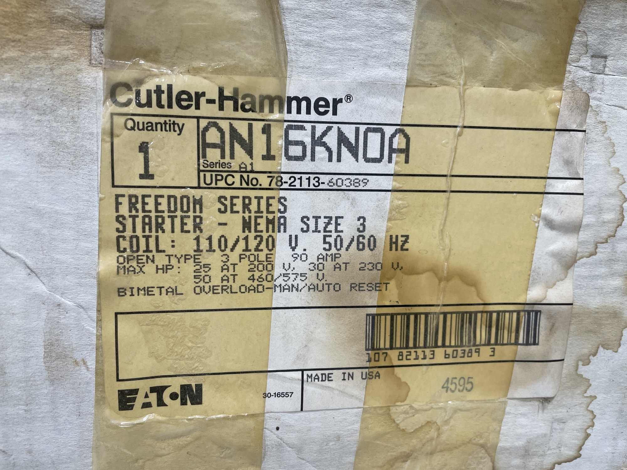 CUTLER HAMMER AN16KNO Electrical Equipment, Switches & Buttons | New England Industrial Machinery