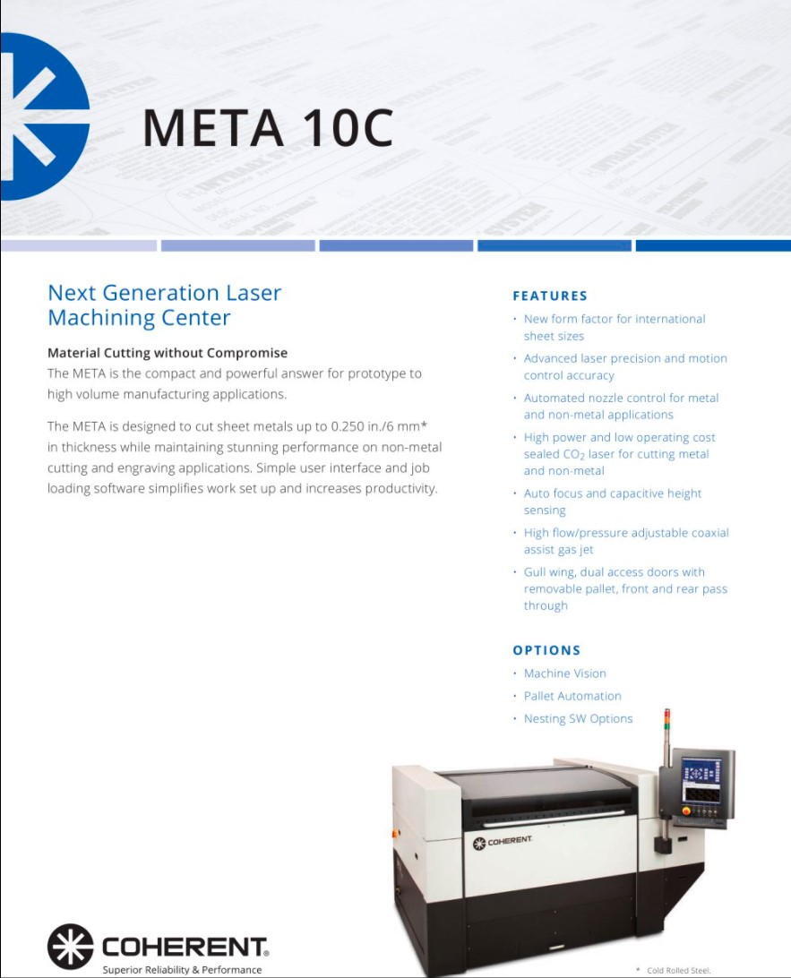 2014 COHERENT META 10C Laser Cutters | New England Industrial Machinery