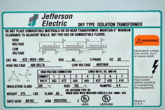 2001 JEFFERSON ELECTRIC 423-0024-054 Electrical Equipment, 3- Phase Transformers | New England Industrial Machinery (2)